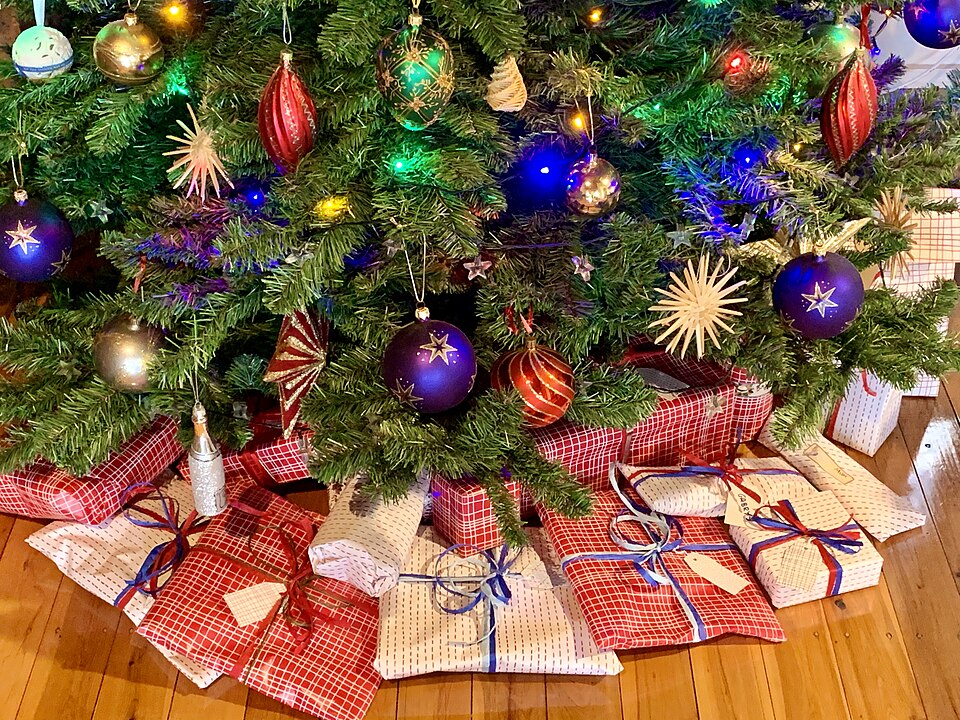 Christmas presents under Christmas tree in a private house in Brisbane, 2019